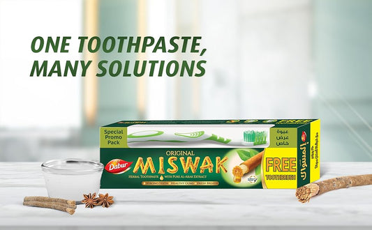 Dabur Miswak toothpaste 190gm with free toothbrush pack of 6
