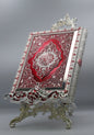 Metal Quran Box & Holder - Silver & Ruby