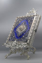 Metal Quran Box & Holder - Silver & Sapphire