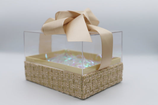 Clear Gift Box with ribbons - 3 COLOR VARIANTS - Beige - Gift box