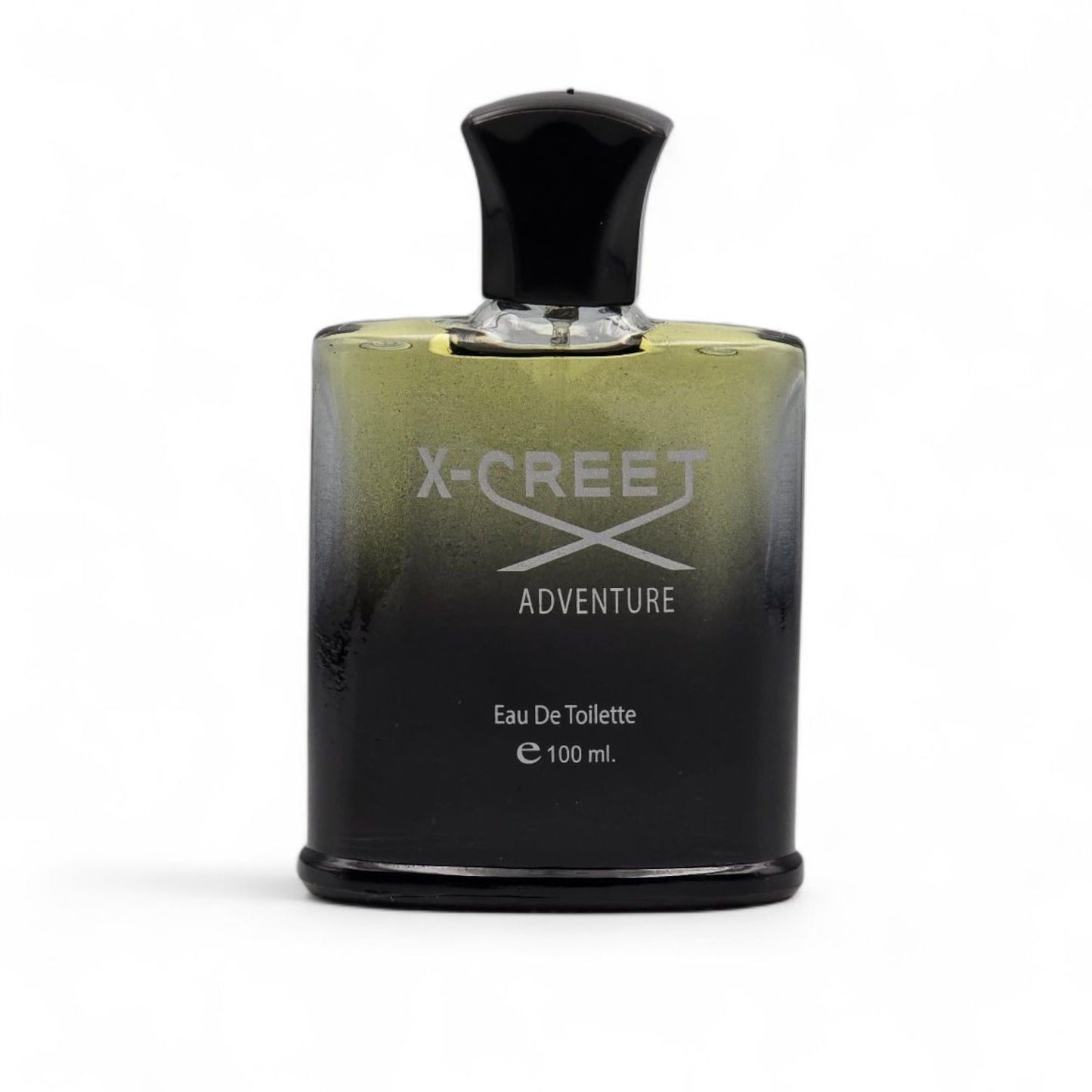 Perfume bottle labeled 'X-Creet Adventure' on a white background