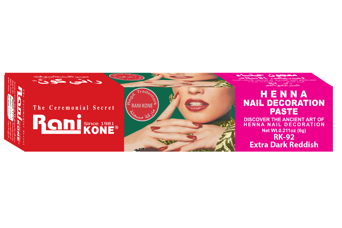 HENNA NAIL DECORATION PASTE - RaniKONE - 72g Extra Dark Reddish - Henna