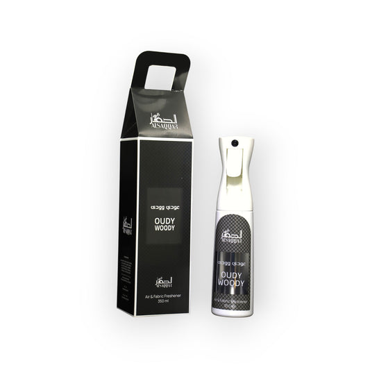 OUDY WOODY 350ml Fabric Freshener by ALSAQQAR - fragrance