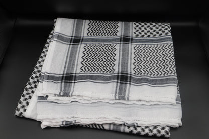 Traditional Arabian Men Scarves - (Keffiyeh) Palestinian style - Black and white - clothing