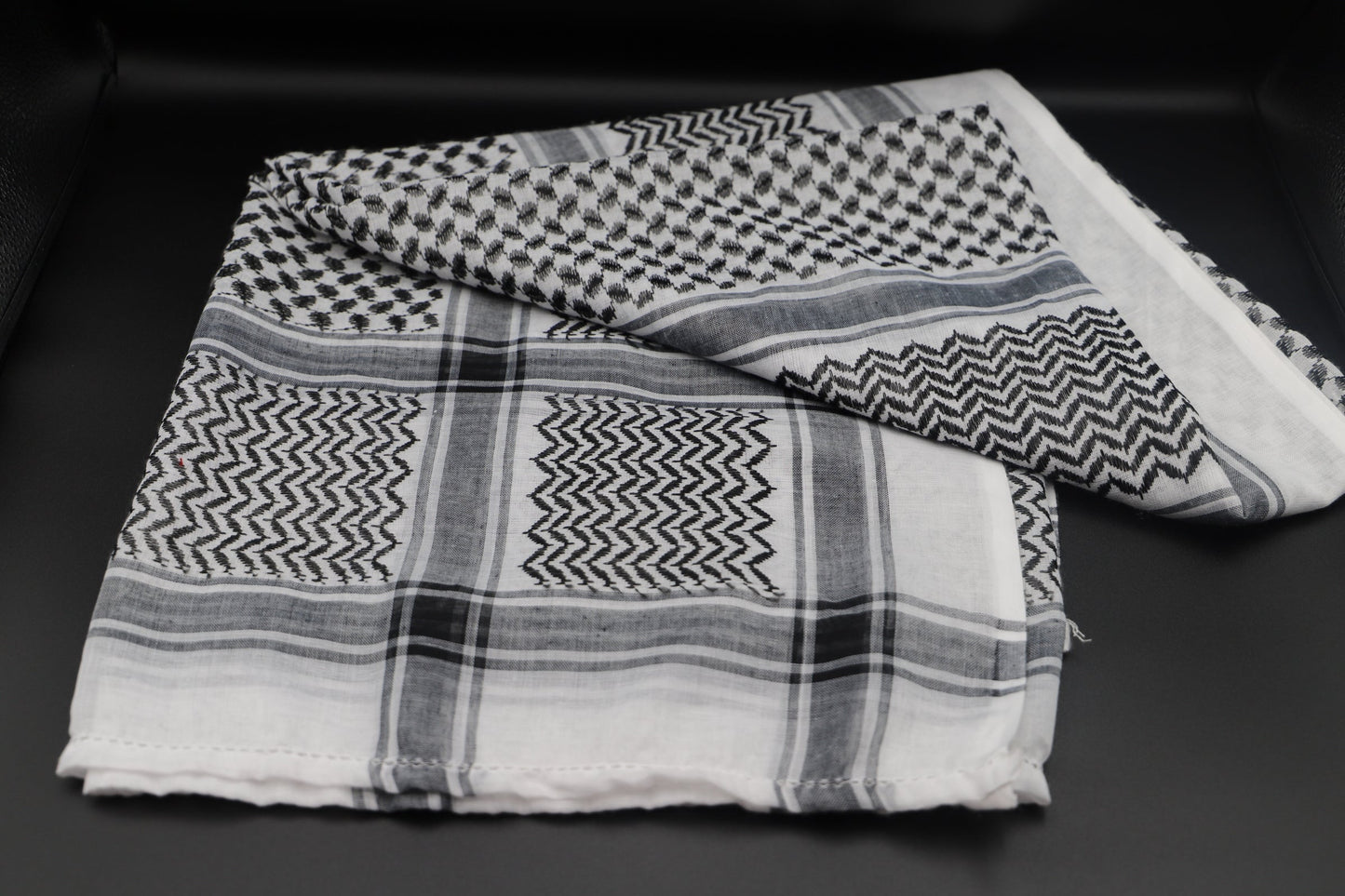Traditional Arabian Men Scarves - (Keffiyeh) Palestinian style - Black and white - clothing